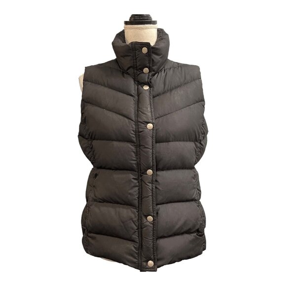 J.CREW Jackets & Blazers - J Crew Puffer Vest Womens L Black Down Filled High Neck Classic Outdoor Preppy